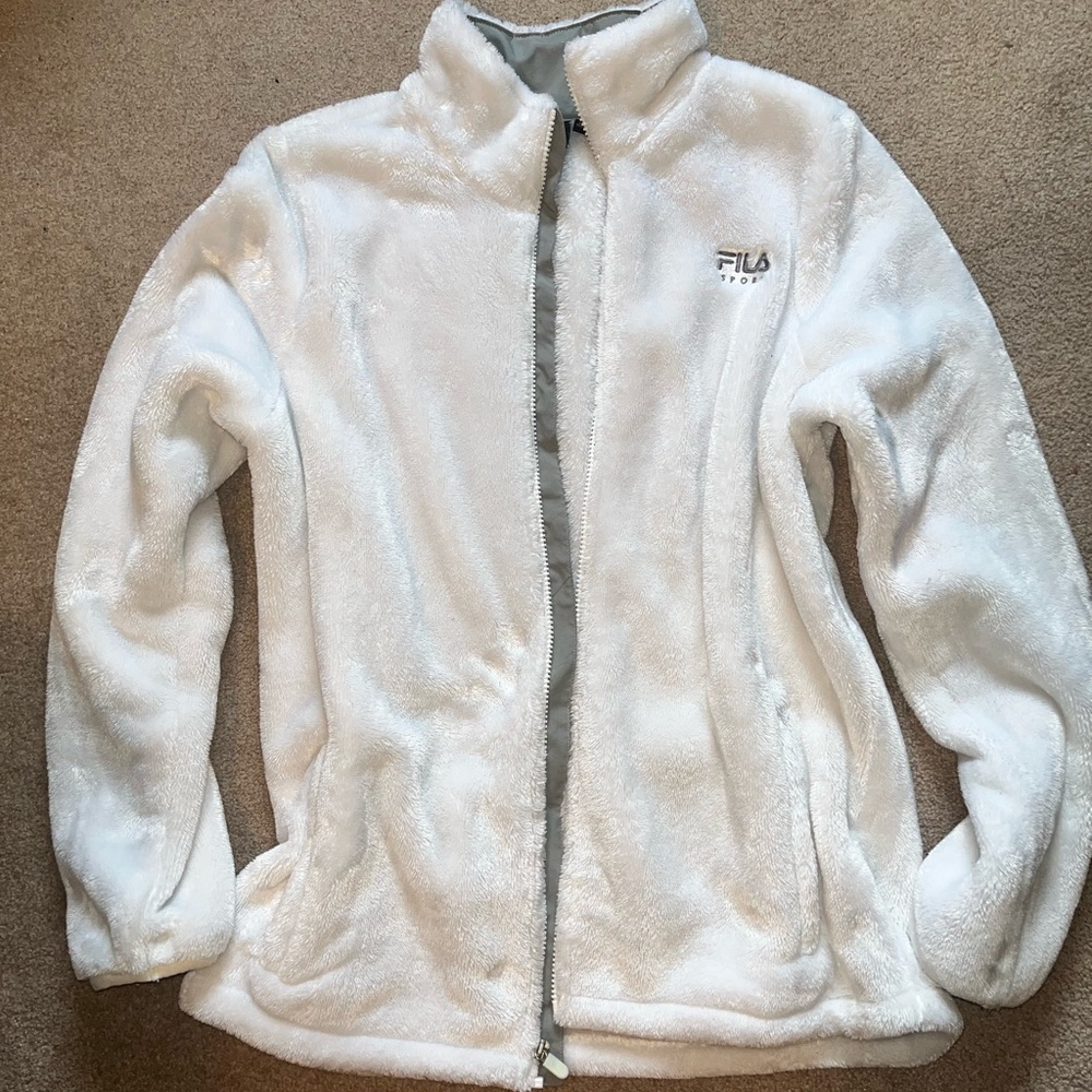 FILA Women's Plush White Teddy Jacket